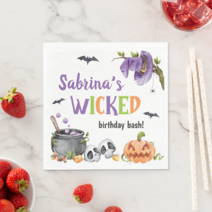 Wicked Witch Cat Halloween Birthday Party, Any Age Napkin