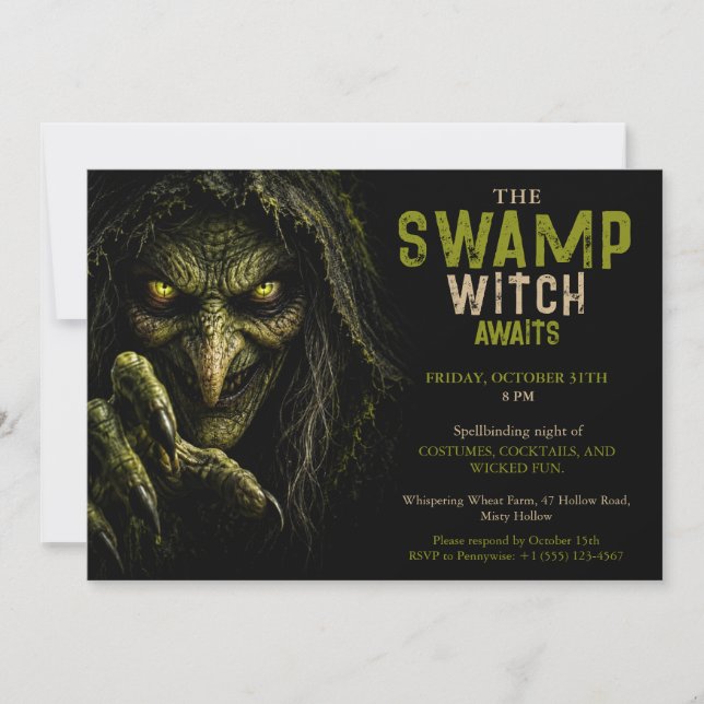 Wicked Witch Halloween Costume Party Invitation (Front)