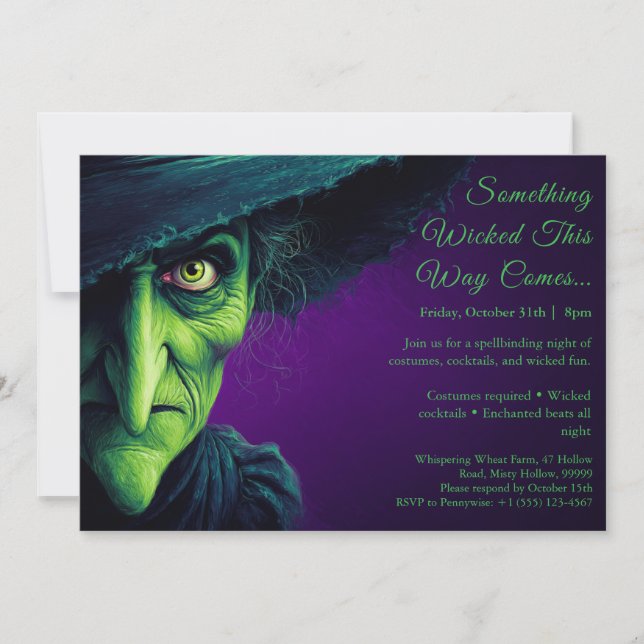 Wicked Witch Halloween Costume Party Invitation (Front)