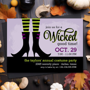 Wicked Witch Halloween Costume Party Invitation