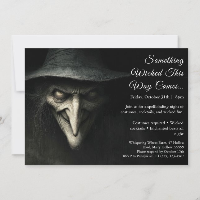 Wicked Witch Halloween Costume Party Invitation (Front)
