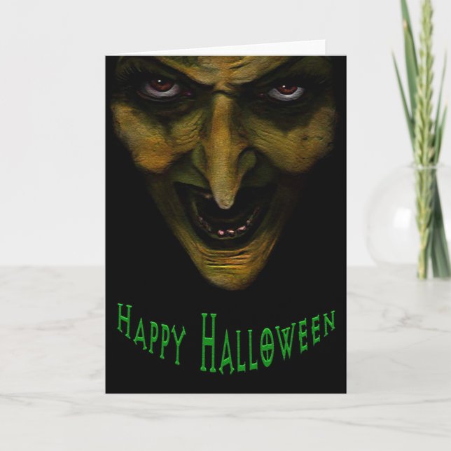 Wicked Witch Halloween Greeting Card (Front)