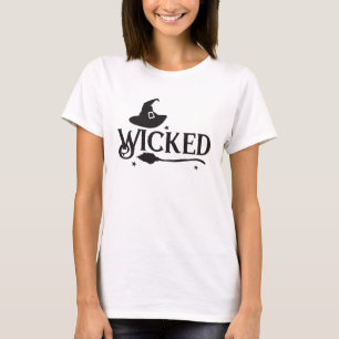 Wicked Witch, Hat and Broom, Halloween T-Shirt