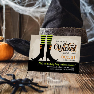 Wicked Witch Kids Birthday Costume Party Invitation