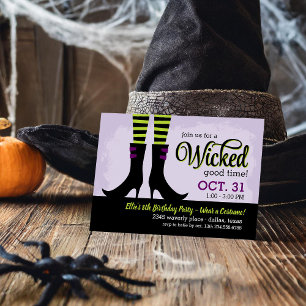 Wicked Witch Kids Birthday Costume Party Invitation