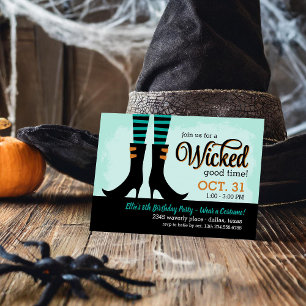 Wicked Witch Kids Birthday Costume Party Invitation