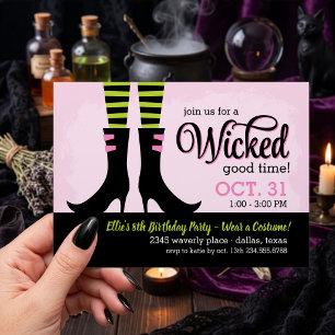 Wicked Witch Kids Birthday Costume Party Invitation