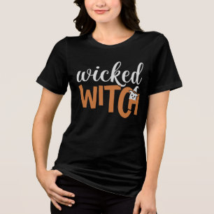 Wicked Witch Orange Black Funny Halloween Ghost Tri-Blend Shirt