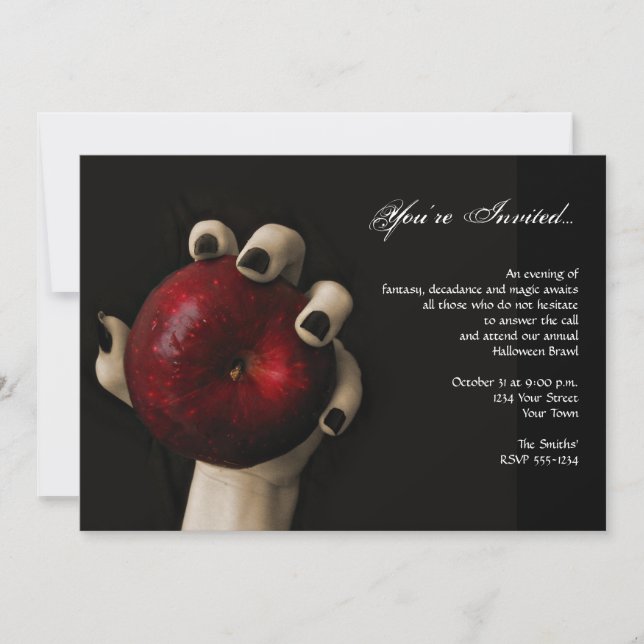 Wicked Witch Red Apple Halloween Party Invitation (Front)