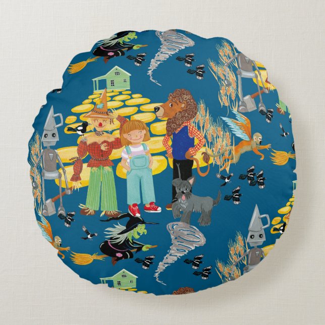 Wicked witch, scarecrow and lion pattern round cushion (Front)