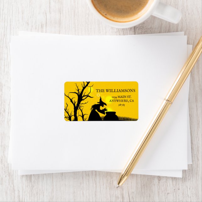 Wicked Witch Silhouette Halloween Address Label (Insitu)