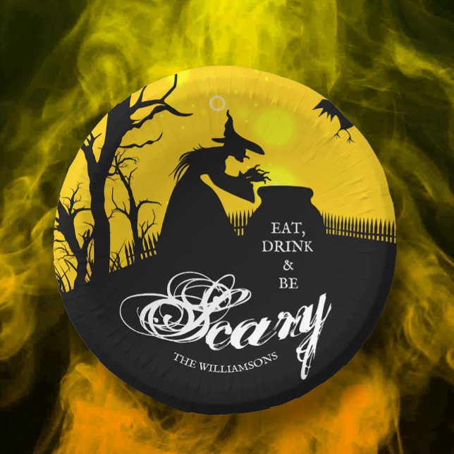 Wicked Witch Silhouette Halloween Paper Plate (Creator Uploaded)