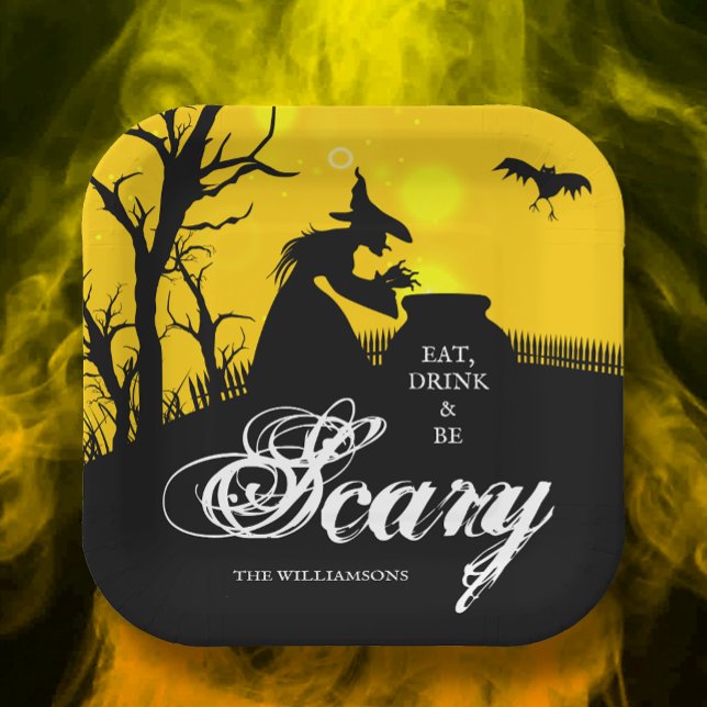 Wicked Witch Silhouette Halloween Paper Plate (Creator Uploaded)