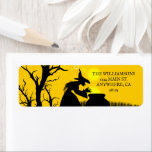 Wicked Witch Silhouette Halloween Return Address<br><div class="desc">A wicked witch and her cauldron,  picket fence and bare tree silhouetted against a spooky sky,  these Halloween return address labels are fun for your invitation envelopes. MATCHING items in our store.</div>