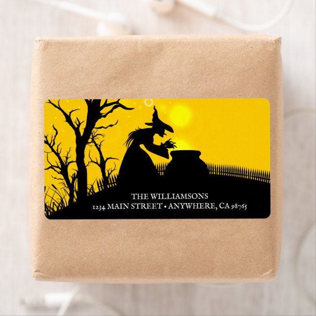 Wicked Witch Silhouette Halloween Return Address (Insitu)