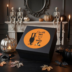 Wicked Witch Upside Down Cauldron Halloween Party Classic Round Sticker