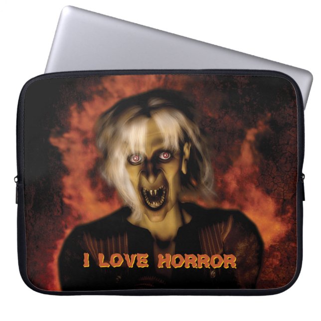 Wicked witch with pumpkin. Halloween Laptop Sleeve (Front)