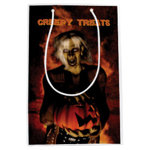 Wicked witch with pumpkin. Halloween Medium Gift Bag