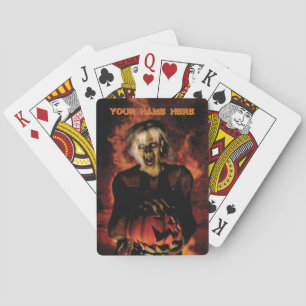 Wicked witch with pumpkin. Halloween Playing Cards