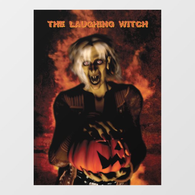 Wicked witch with pumpkin. Halloween Window Cling (Sheet)