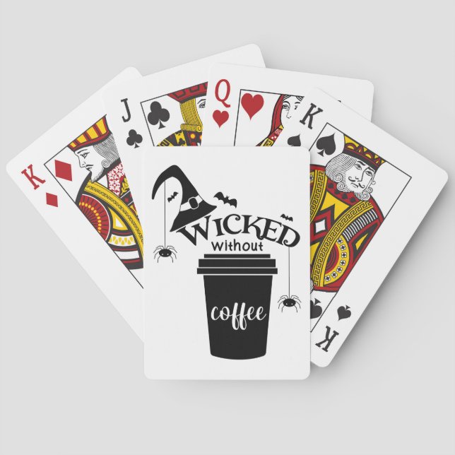  Wicked Without Coffee Cute Funny Black Witch Hat Playing Cards (Back)
