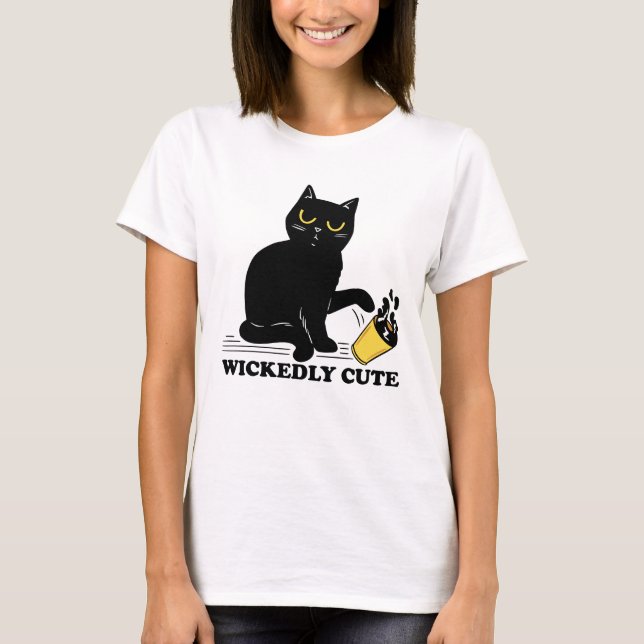 Wickedly Cute Black Cat T-Shirt (Front)
