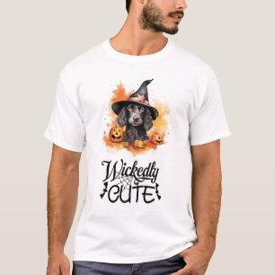Wickedly Cute Black Hound Puppy Witch  T-Shirt