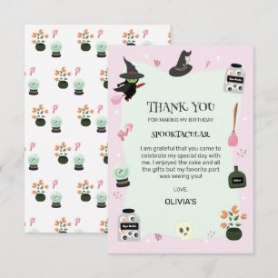  Wickedly Cute Green Witch Halloween Birthday Thank You Card