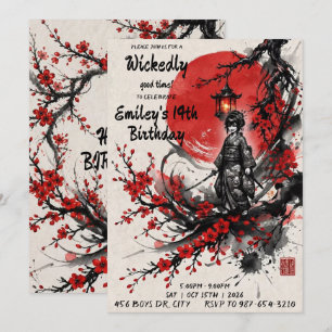 Wickedly Good Time Dark Japanese Birthday Invitation