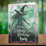 Wickedly Good Time Green Witch Drawing Birthday Card<br><div class="desc">Wickedly Good Time Green Witch Drawing Birthday Card - Wish that special someone a wickedly good birthday with this unique personalised Happy birthday card. Featuring a sketch drawing of a green wicked witch wearing a green hat and green dress with black and white shading. A pink scribble, squiggle border frames...</div>