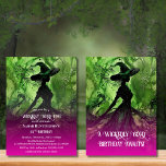 Wickedly Good Witch Pink & Green Any Age Birthday Invitation<br><div class="desc">Wickedly Good Witch Pink and Green Any Age Birthday Invitation - This invitation features a green and black painting of a witch in an enchanted forest with a pink overlay. White vintage style and block font. Customise this Available as an instant digital download. Perfect for any age girl or woman's...</div>