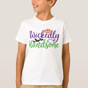 Wickedly Handsome, Pumpkin and Bats Halloween T-Shirt