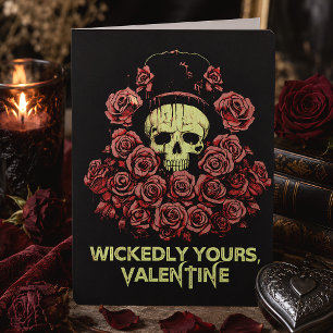 Wickedly Yours Skull & Roses Gothic Valentine Card