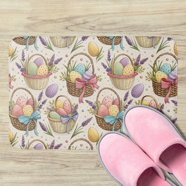 Wicker Basket Easter Eggs with Lavender Bath Mat (Creator Uploaded)
