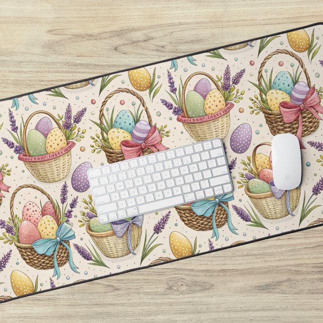 Wicker Basket Easter Eggs with Lavender Desk Mat (Creator Uploaded)