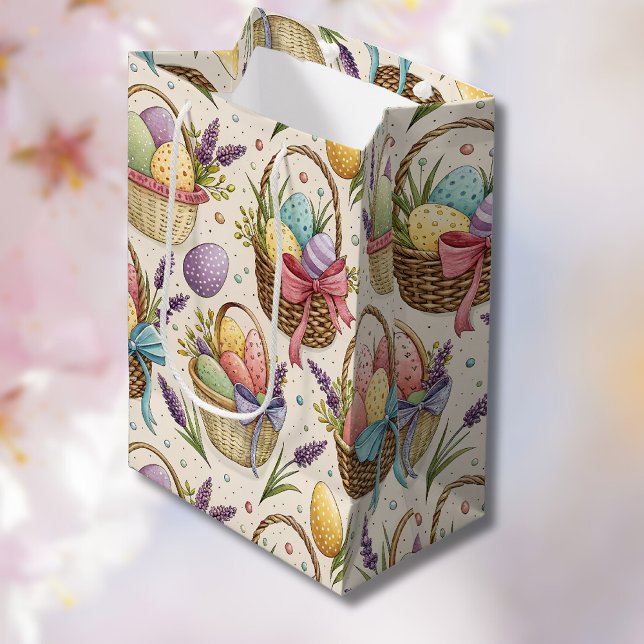Wicker Basket Easter Eggs with Lavender Medium Gift Bag (Creator Uploaded)