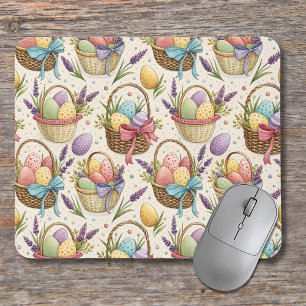 Wicker Basket Easter Eggs with Lavender Mouse Mat
