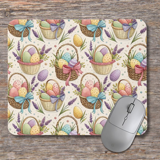 Wicker Basket Easter Eggs with Lavender Mouse Mat (Creator Uploaded)