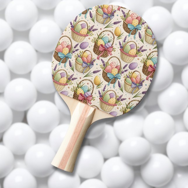 Wicker Basket Easter Eggs with Lavender Ping Pong Paddle (Creator Uploaded)