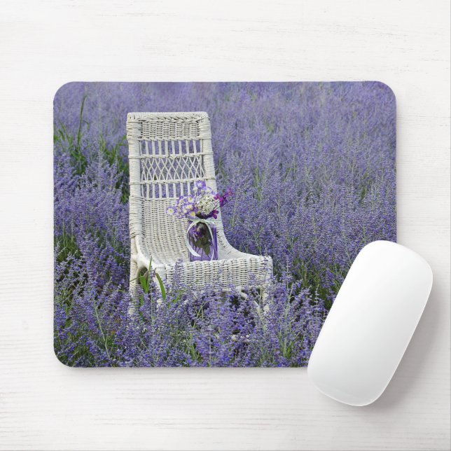 Wicker Chair in Purple Russian Sage Mouse Mat (With Mouse)