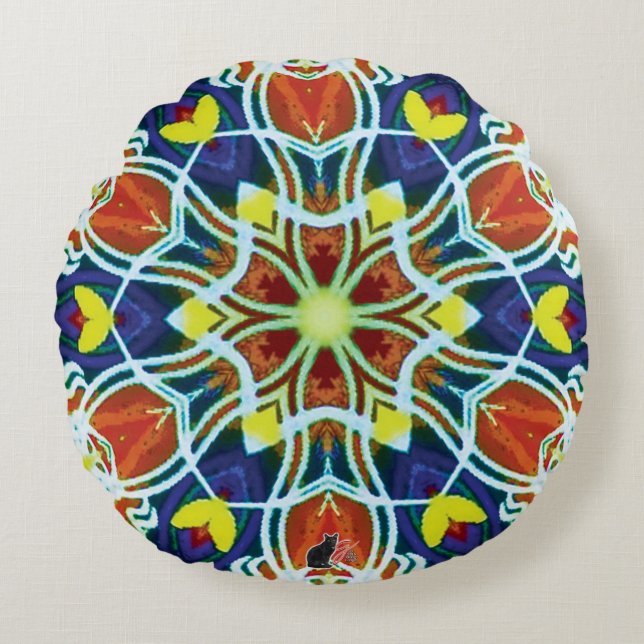 Wicker Kaleidoscope  Round Cushion (Front)