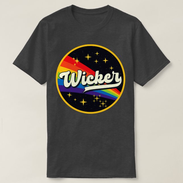 Wicker Rainbow In Space Vintage Style T-Shirt (Design Front)
