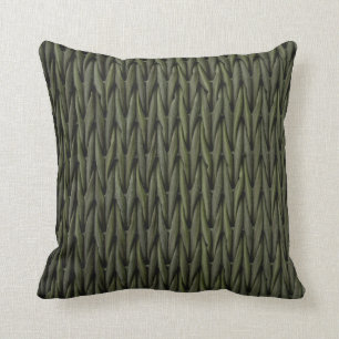 Wicker Rattan look Woven Boho Basket Weave Green Cushion