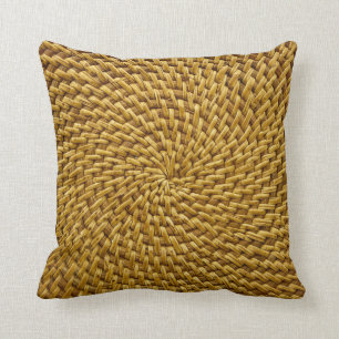 Wicker Rattan look Woven Boho Fun Cushion