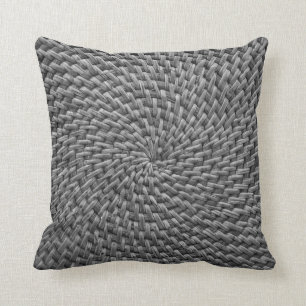 Wicker Rattan look Woven Boho Fun Throw Pillow