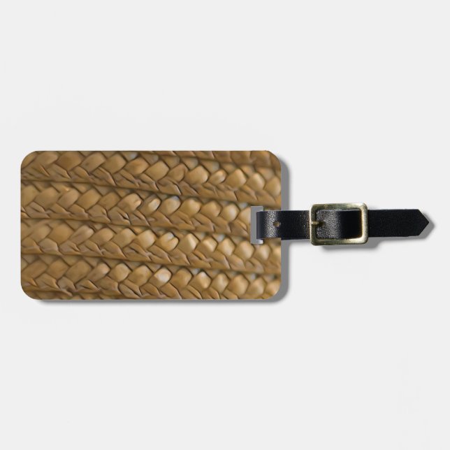 Wicker Straw Rattan Luggage Tag (Front Horizontal)
