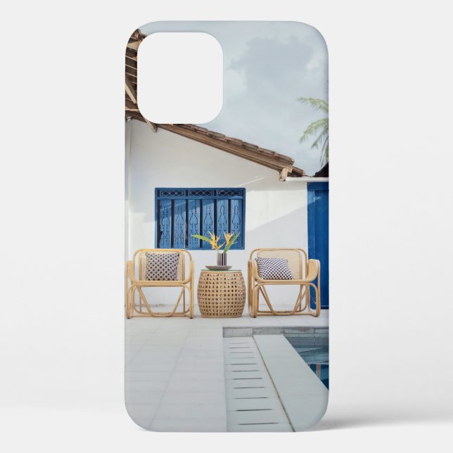 Wicker table and two chairs near swimming pool Case-Mate iPhone case (Back)