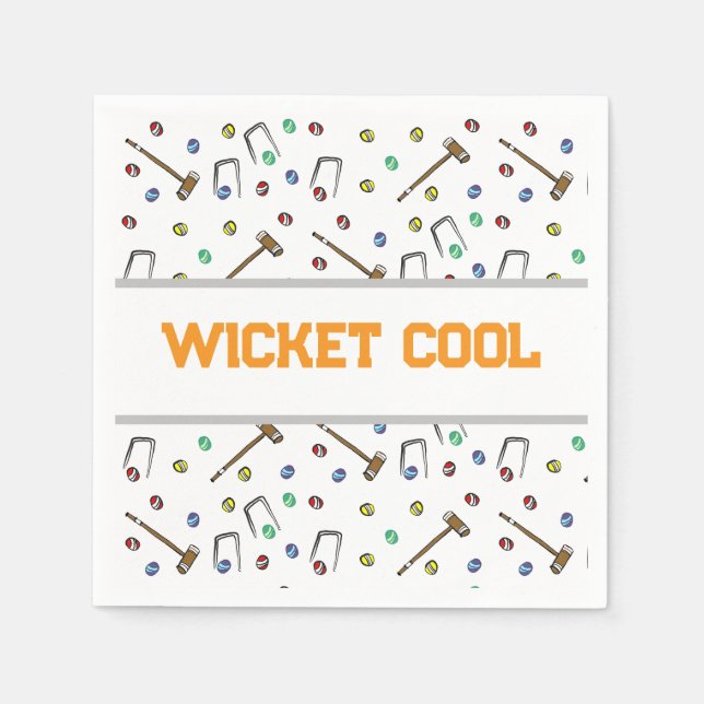 Wicket Cool Croquet Birthday Cute Garden Party Napkin (Front)