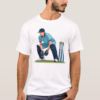 Wicket-Keeper in Action Catching Cricket Ball T-Shirt