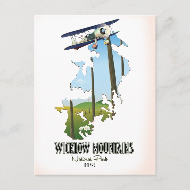 wicklow mountains national park ireland map postcard (Front)